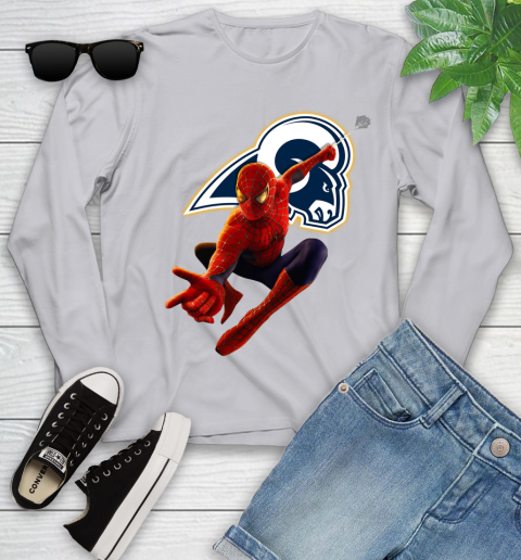 NFL Spider Man Avengers Endgame Football Los Angeles Rams Youth Long Sleeve 5