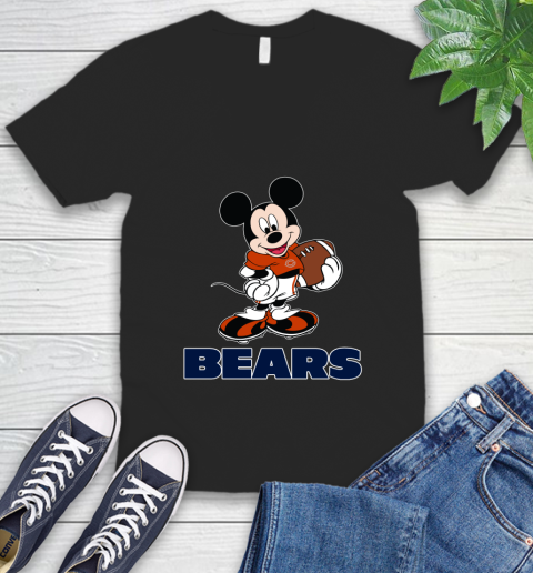 NFL Football Chicago Bears Cheerful Mickey Mouse Shirt V-Neck T-Shirt