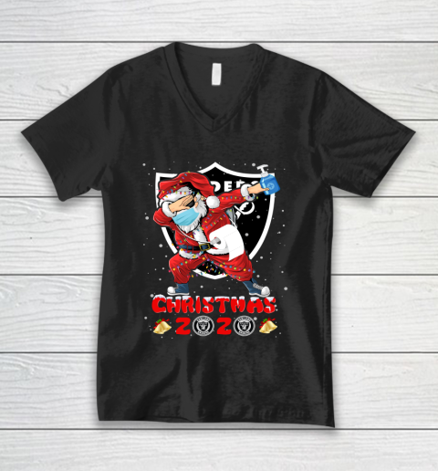 Oakland Raiders Funny Santa Claus Dabbing Christmas 2020 NFL V-Neck T-Shirt