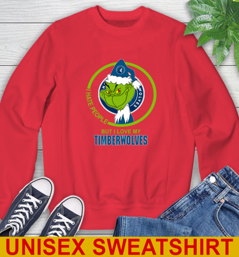 Minnesota Timberwolves NBA Christmas Grinch I Hate People But I Love My Favorite Basketball Team Sweatshirt 10