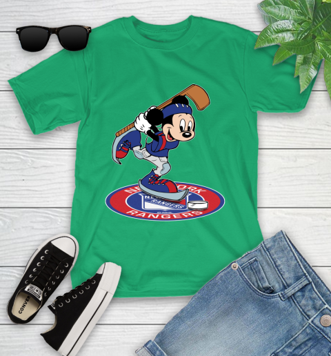 NHL Hockey New York Rangers Cheerful Mickey Disney Shirt Youth T-Shirt - Image 7