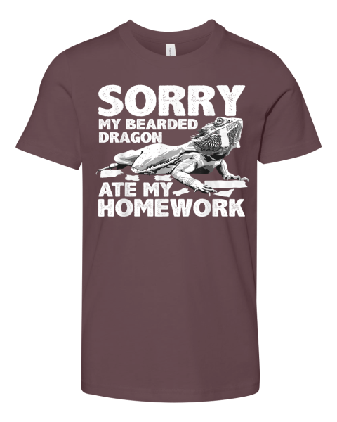 Bearded Dragon Shirts For Kids - Ate My Homework T Shirt Bearded Dragon Shirts For Kids - Ate My Homework T Shirt