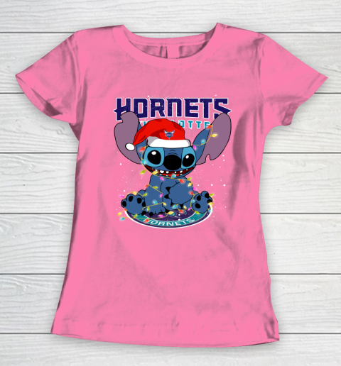 Charlotte Hornets NBA noel stitch Basketball Christmas Women's T-Shirt 9