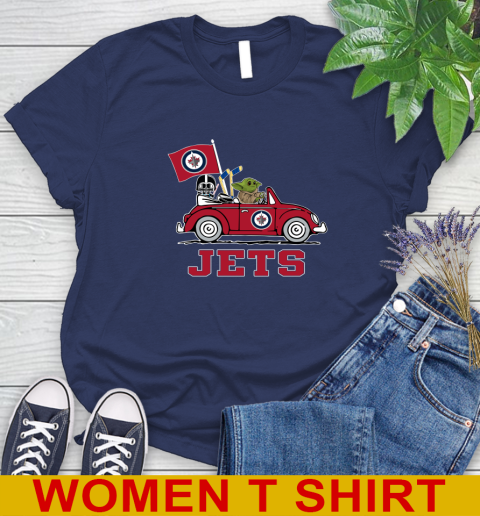 NHL Hockey Winnipeg Jets Darth Vader Baby Yoda Driving Star Wars Shirt Women's T-Shirt 12