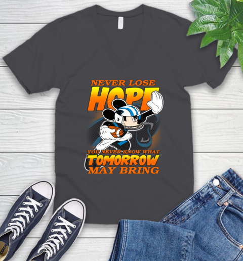 Carolina Panthers NFL Football Mickey Disney Never Lose Hope V-Neck T-Shirt 4