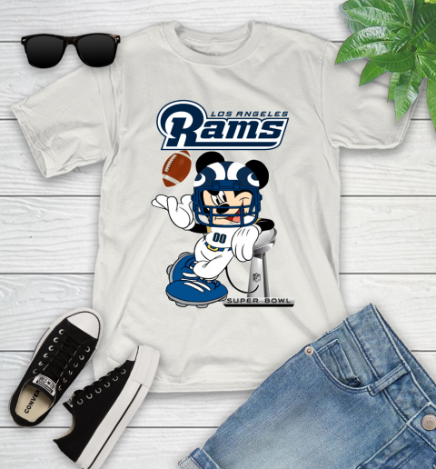 NFL Los Angeles Rams Mickey Mouse Disney Super Bowl Football T Shirt Youth T-Shirt 12