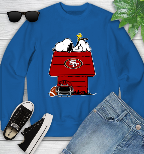 San Francisco 49ers NFL Football Snoopy Woodstock The Peanuts Movie Youth Sweatshirt 8