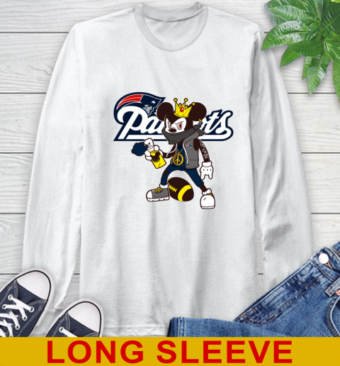 New England Patriots NFL Football Mickey Peace Sign Sports Long Sleeve T-Shirt