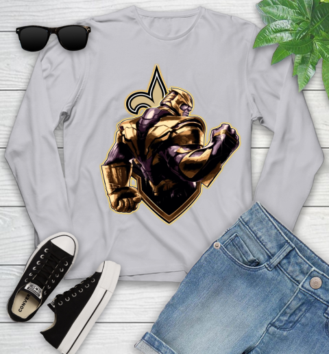 NFL Thanos Avengers Endgame Football Sports New Orleans Saints Youth Long Sleeve 5
