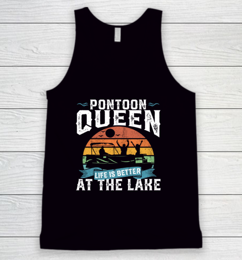 Pontoon Queen Funny Boating Lake Pontooning Tank Top