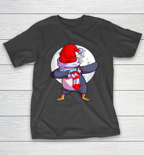 Penguin Wearing Mask Shirt Kids Quarantine Christmas T-Shirt