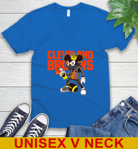 Cleveland Browns NFL Football Mickey Peace Sign Sports V-Neck T-Shirt 6