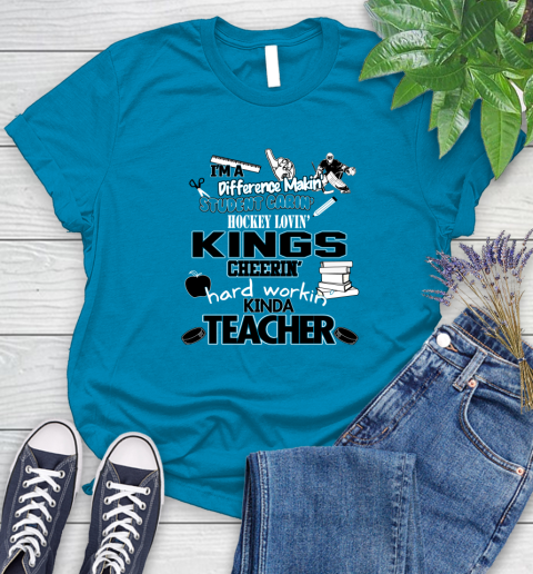 Los Angeles Kings NHL I'm A Difference Making Student Caring Hockey Loving Kinda Teacher Women's T-Shirt 10