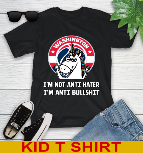 Washington Wizards NBA Basketball Unicorn I'm Not Anti Hater I'm Anti Bullshit Youth T-Shirt 2
