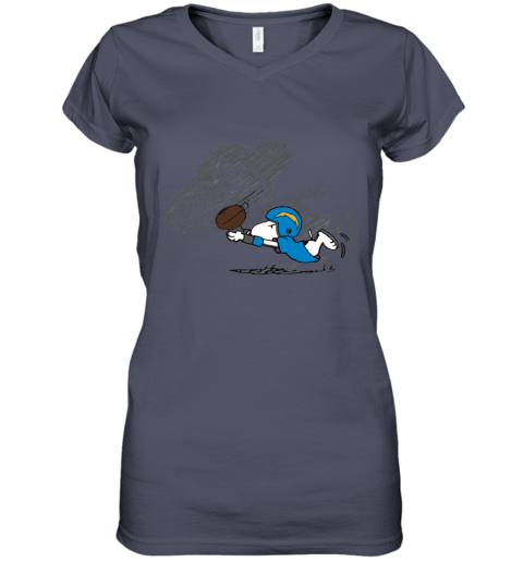 Los Angeles Chargers Snoopy Plays The Football Game Women's V-Neck T-Shirt