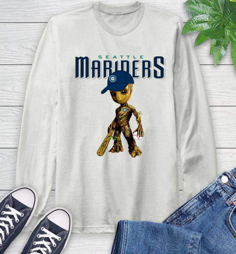 MLB Seattle Mariners Groot Guardians Of The Galaxy Baseball Long Sleeve T-Shirt 12