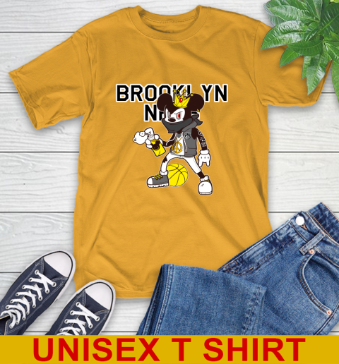 Brooklyn Nets NBA Basketball Mickey Peace Sign Sports T-Shirt - Image 4