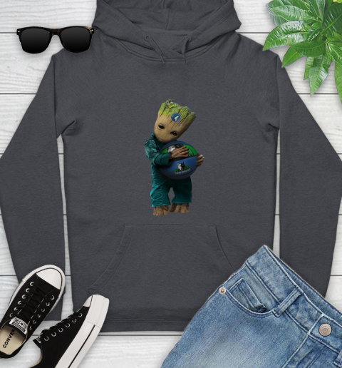NBA Groot Guardians Of The Galaxy Basketball Sports Minnesota Timberwolves Youth Hoodie 8