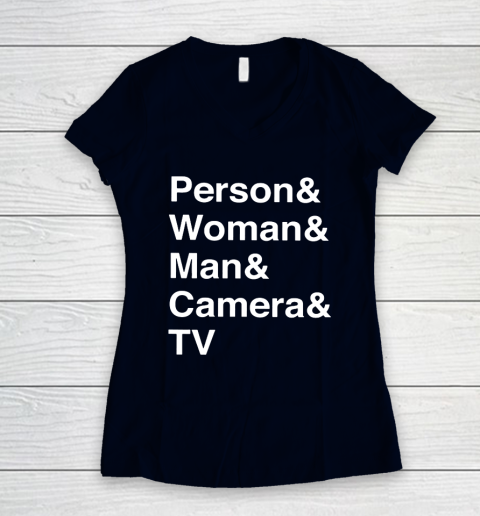 Person Woman Man Camera TV Women's V-Neck T-Shirt 2