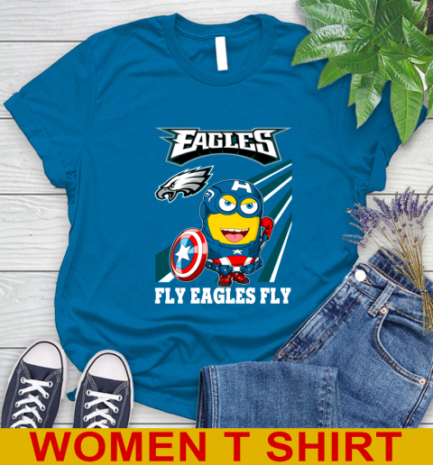 NFL Football Philadelphia Eagles Captain America Marvel Avengers Minion Shirt Women's T-Shirt 8