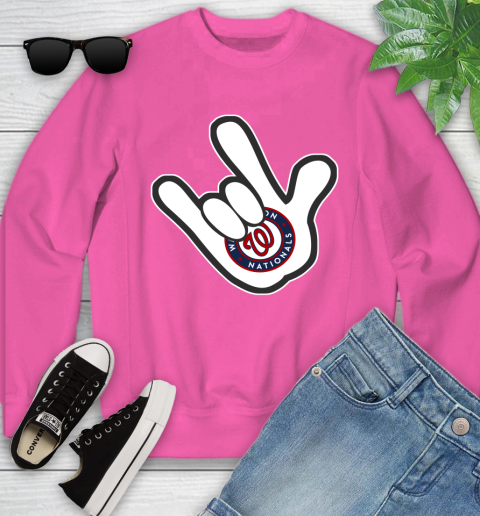 Washington Nationals MLB Baseball Mickey Rock Hand Disney Youth Sweatshirt 7