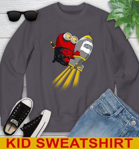 NBA Basketball San Antonio Spurs Deadpool Minion Marvel Shirt Youth Sweatshirt 5