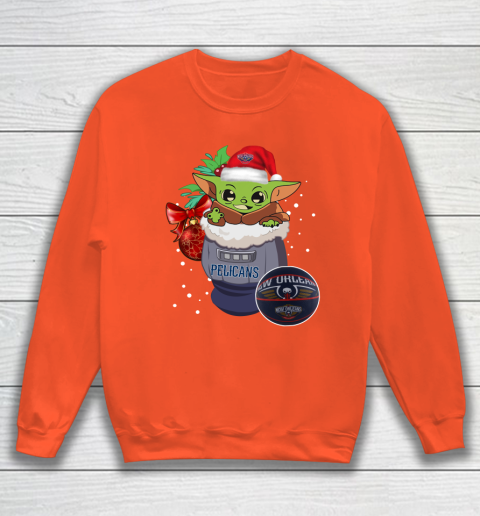 New Orleans Pelicans Christmas Baby Yoda Star Wars Funny Happy NBA Sweatshirt 4