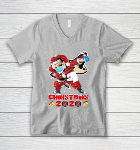 Arizona Coyotes Funny Santa Claus Dabbing Christmas 2020 NHL V-Neck T-Shirt 3