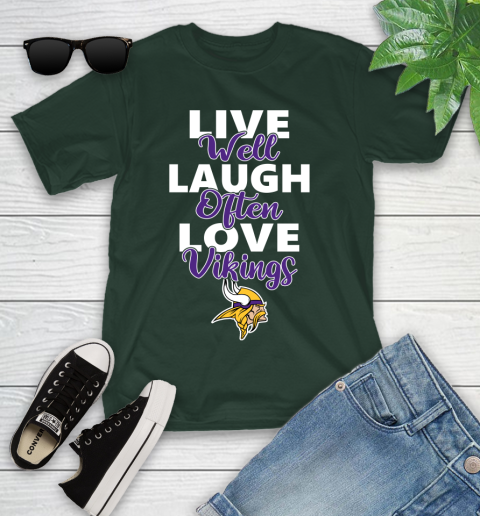 NFL Football Minnesota Vikings Live Well Laugh Often Love Shirt Youth T-Shirt 4