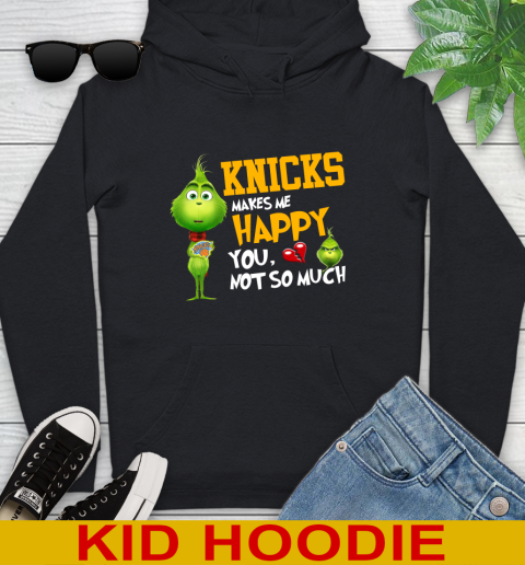 NBA New York Knicks Makes Me Happy You Not So Much Grinch Basketball Sports Youth Hoodie