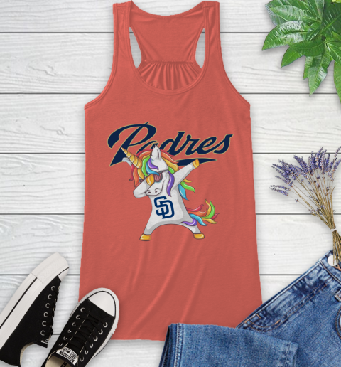 San Diego Padres MLB Baseball Funny Unicorn Dabbing Sports Racerback Tank 4