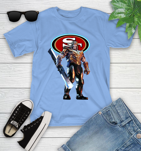 NFL Thanos Gauntlet Avengers Endgame Football San Francisco 49ers Youth T-Shirt 11