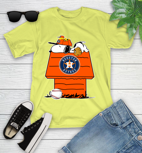 MLB Houston Astros Snoopy Woodstock The Peanuts Movie Baseball T Shirt Youth T-Shirt 8