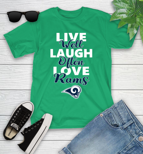 NFL Football Los Angeles Rams Live Well Laugh Often Love Shirt Youth T-Shirt 7