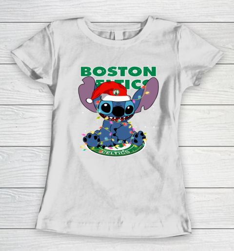 Boston Celtics NBA noel stitch Basketball Christmas Women's T-Shirt
