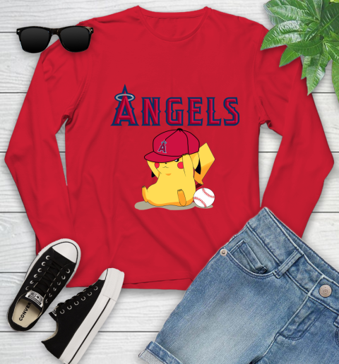 MLB Pikachu Baseball Sports Los Angeles Angels Youth Long Sleeve 11