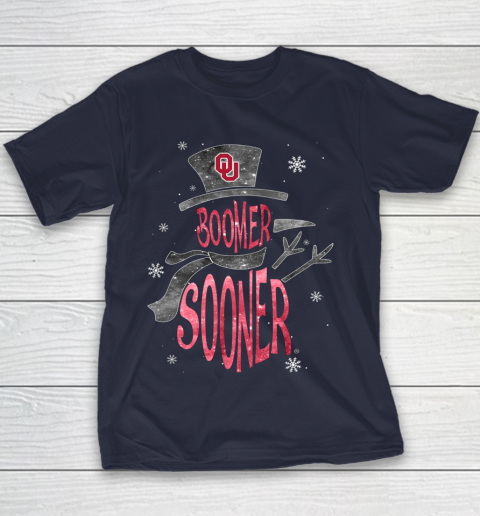 Oklahoma Sooners Christmas Snowman Youth T-Shirt 2