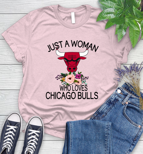 NBA Just A Woman Who Loves Chicago Bulls Basketball Sports Women's T-Shirt 8
