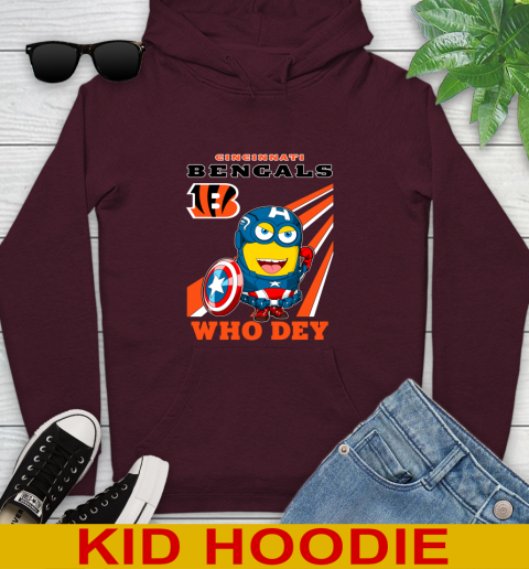NFL Football Cincinnati Bengals Captain America Marvel Avengers Minion Shirt Youth Hoodie 7