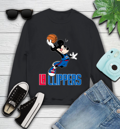 NBA Basketball LA Clippers Cheerful Mickey Mouse Shirt Youth Sweatshirt