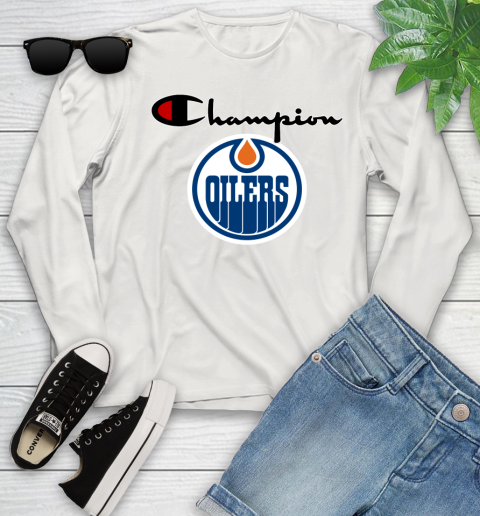 NHL Hockey Edmonton Oilers Champion Shirt Youth Long Sleeve 10
