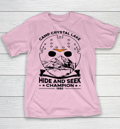 Camp Hide And Seek Champion Crystal Lake 1980 Halloween Youth T-Shirt 5