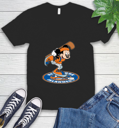 NHL Hockey New York Islanders Cheerful Mickey Disney Shirt V-Neck T-Shirt