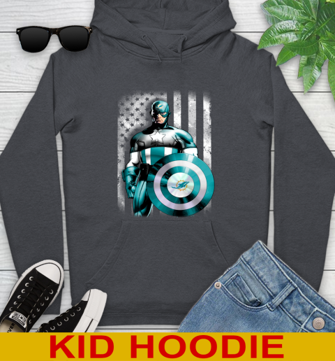 Miami Dolphins NFL Football Captain America Marvel Avengers American Flag Shirt Youth Hoodie 9