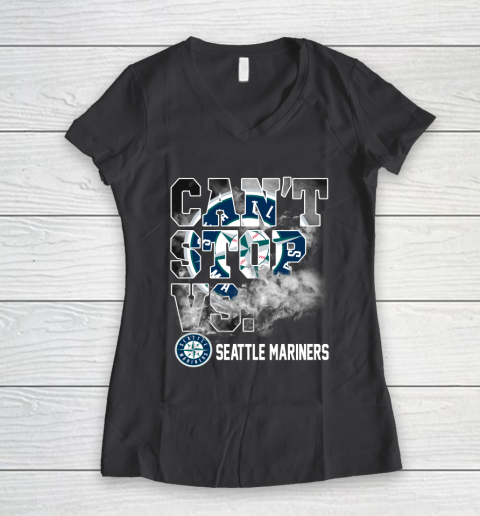 MLB Seattle Mariners Baseball Can't Stop Vs Mariners Women's V-Neck T-Shirt 6