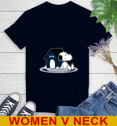 NFL Football Seattle Seahawks Snoopy The Peanuts Movie Shirt Women's V-Neck T-Shirt 3