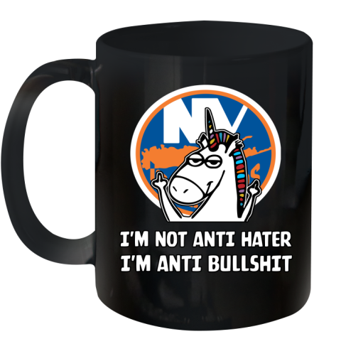 New York Islanders NHL Hockey Unicorn I'm Not Anti Hater I'm Anti Bullshit Ceramic Mug 11oz - Image 3