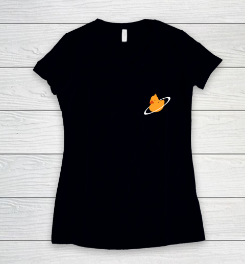 Quackity Planet Duck Women's V-Neck T-Shirt