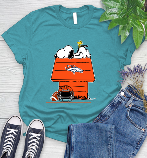 Denver Broncos NFL Football Snoopy Woodstock The Peanuts Movie Women's T-Shirt 12