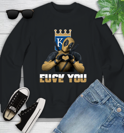 MLB Kansas City Royals Deadpool Love You Fuck You Baseball Sports Youth Sweatshirt